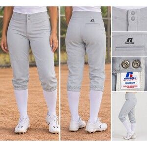 Russell Athletic Women's Medium Light Gray Softball Baseball Knicker Pants Snap